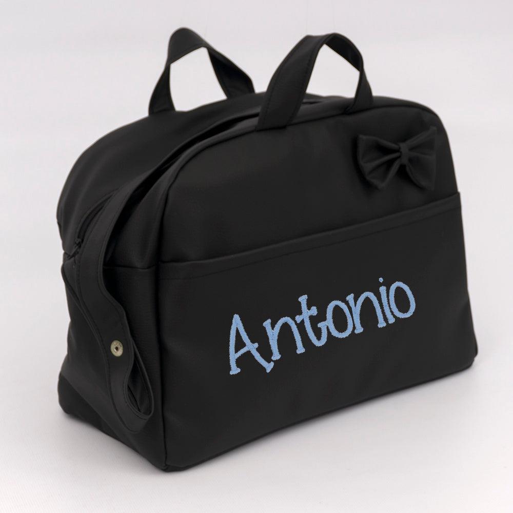 Bolso Maternidad Personalizado Polipiel Lazo Negro - Nanetes #